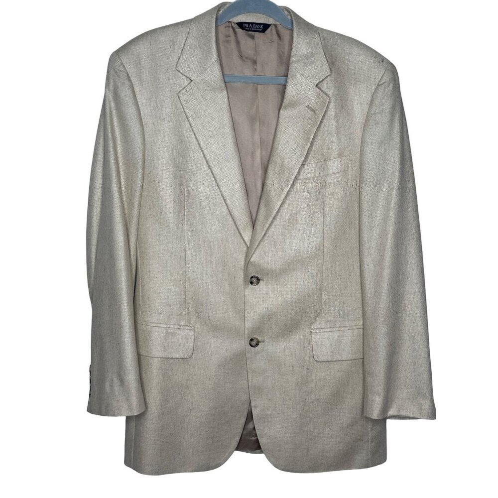 JOS A. BANK men's beige 100% silk 2 button blazer size 40L